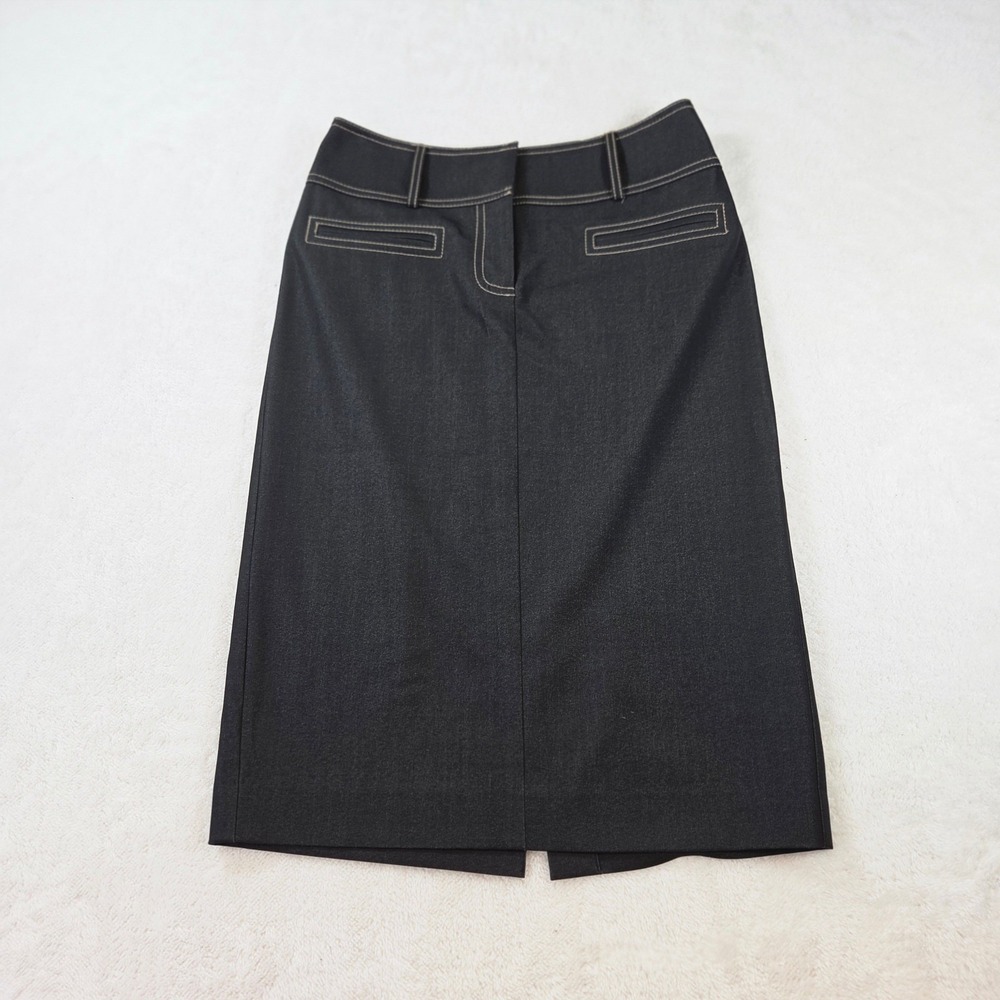 Cache Contour Collection Gray Contrast Stitch Pencil Skirt Womens 4 Career Work